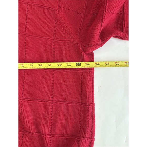 Vintage Izod Windowpane Sweater Red Pullover Cotton Grandpa Pullover Mens Sz 2XL - Picture 5 of 9